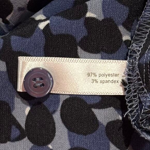 Top 3/4 Sleeve Abstract Smart Casual Workwear Classic Contemporary Blue White 4X - Picture 4 of 7